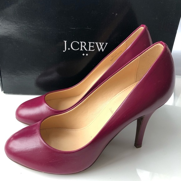 J. Crew Red leather round-toe pumps - Picture 1 of 4